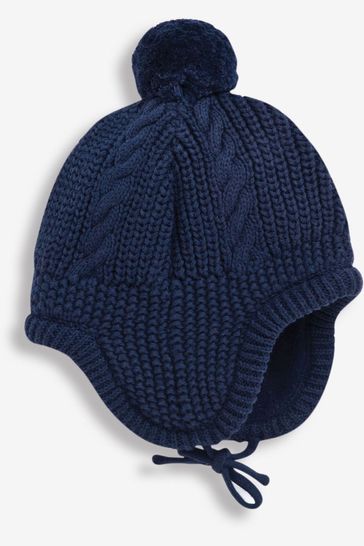 JoJo Maman Bébé Navy Cosy Cable Knitted Hat
