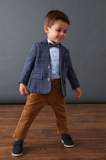 Buy Navy Check Blazer Shirt Trouser Bow Tie Set 3mths 9yrs from Next Lithuania