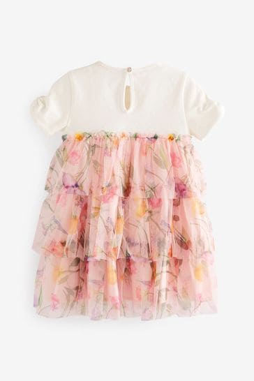 Baker by Ted Baker Pink Floral Tiered Mesh Dress