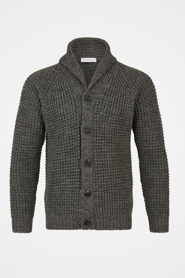 Buy Celtic Co. Mens Blue Waffle Stitch Cardigan from Next Luxembourg