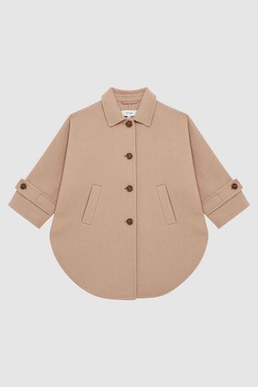 Camel wool cape coat discount