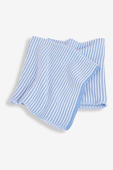 JoJo Maman Bébé Blue Knitted Stripe Blanket