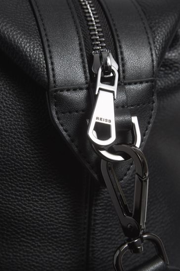 Reiss Black Carter Leather Travel Bag