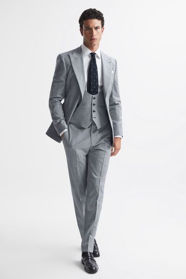 Buy Reiss Navy White Grange Wool Slim Fit Micro Puppytooth
