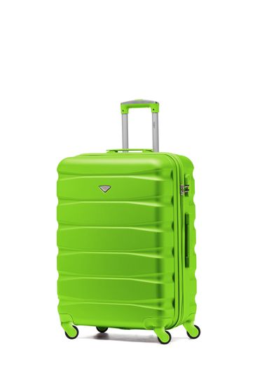 Flight Knight Green Medium Hardcase Lightweight Check In Suitcase With 4 Wheels