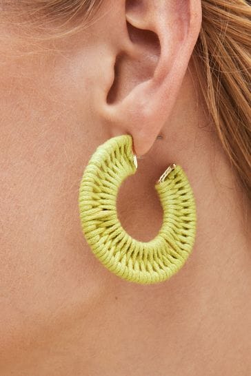 Lime Green Wrap Hoop Earrings
