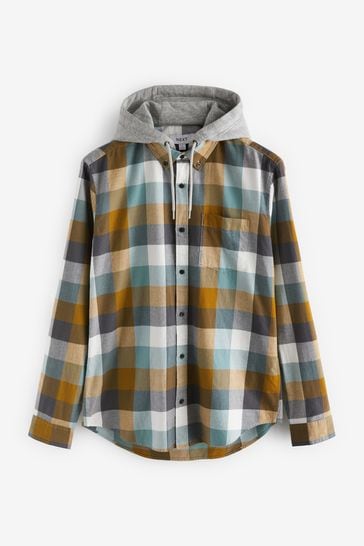 Mens long sleeve shirt with hood on sale
