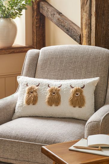 Natural Hamish The Highland Cow Trio 50 x 30cm Cushion