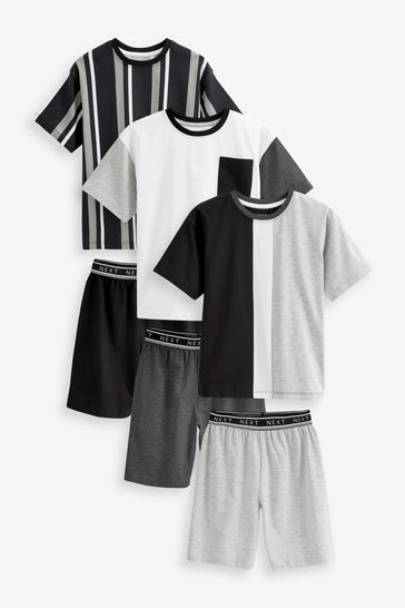 Black/White Short Pyjamas 3 Pack (3-16yrs)