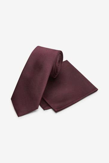 Chocolate Brown Slim Silk Tie And Pocket Square Set