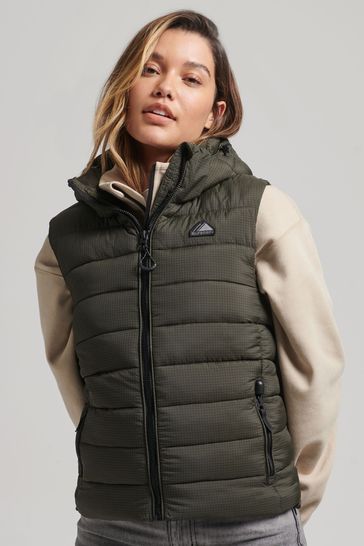 Superdry Green Hooded Classic Padded Gilet