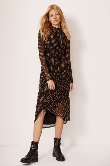 Lucy print fluted midi dress cheap