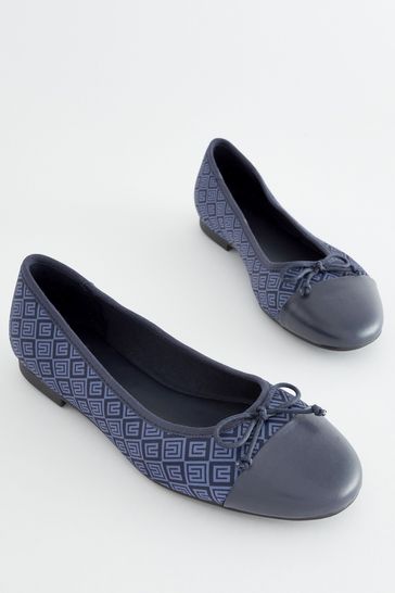 Blue/Navy Regular/Wide Fit Forever Comfort® Ballerina Shoes
