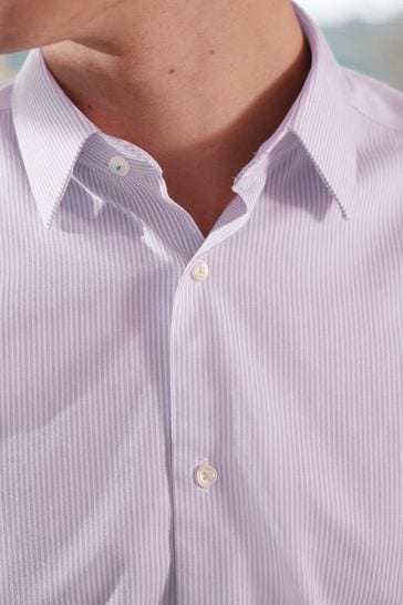 Pink Stripe Slim Fit Signature Super Non Iron Single Cuff Shirt