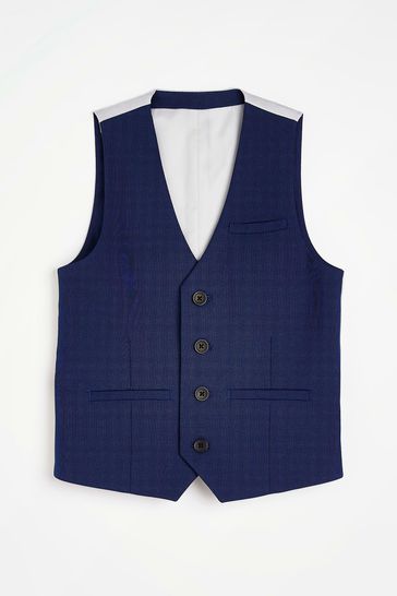 River Island Blue Boys Patterned Waistcoat