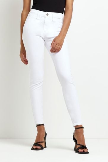 River Island White Molly Mid Rise Sculpt Jeans