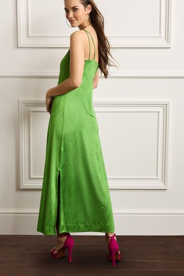 Buy Green One Shoulder Midi Length Satin Slip Dress from Next Luxembourg