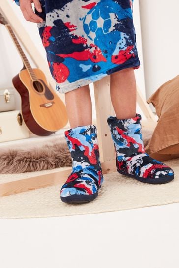 Red/Blue Warm Lined Slipper Boots