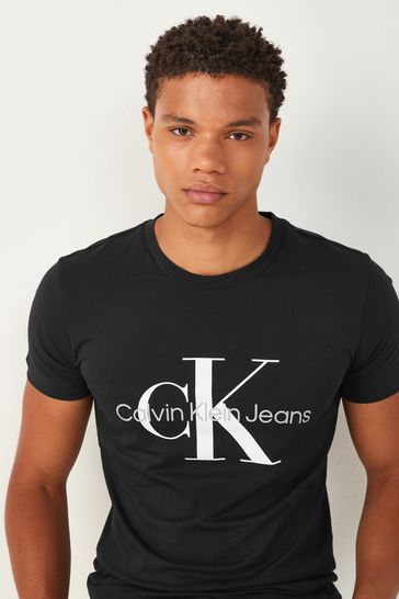 Buy Calvin Klein Black Logo Slim T-Shirt from Next USA