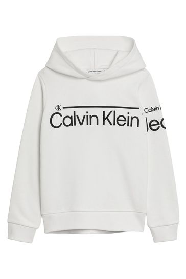 Calvin Klein Jeans White Institutional Logo Hoodie
