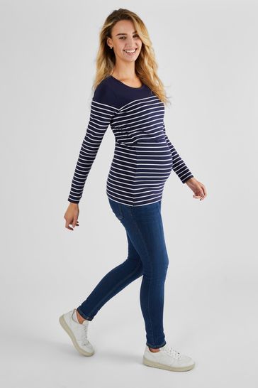 Buy JoJo Maman B b Navy White Stripe Breton Stripe Nursing Top