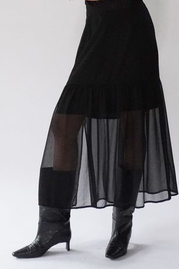 Black short cheap maxi skirt