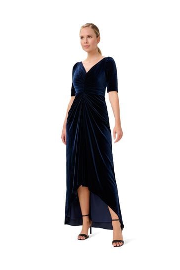 Adrianna Papell Blue Covered Velvet Gown
