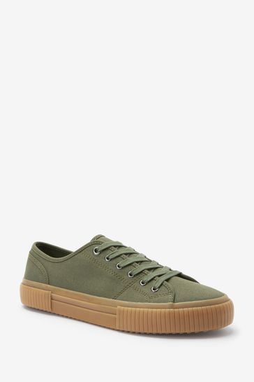Green outlet canvas trainers