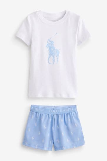 Polo Ralph Lauren Blue And White Pony Player Pyjama Set