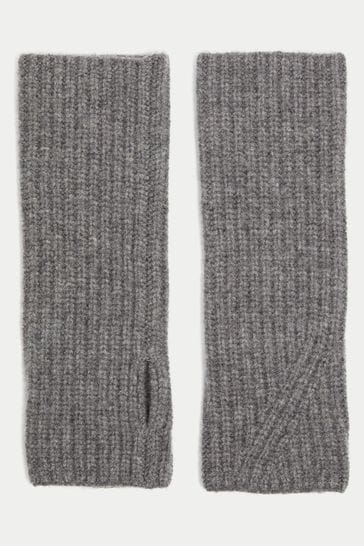 Jigsaw Grey Wool Cashmere Mittens Gloves