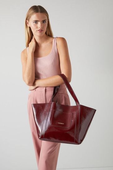 Buy LK Bennett Large Red Adeline Crinkle Patent Leather Tote Bag