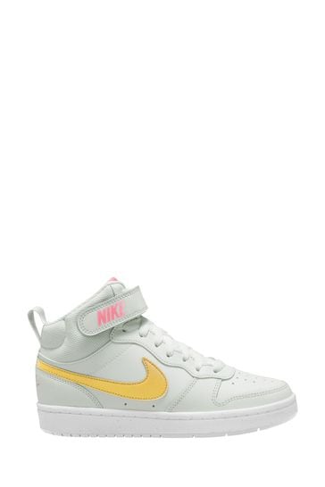 Nike White/Yellow Youth Court Borough Mid Trainers