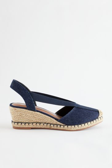 Navy wedges hotsell closed toe