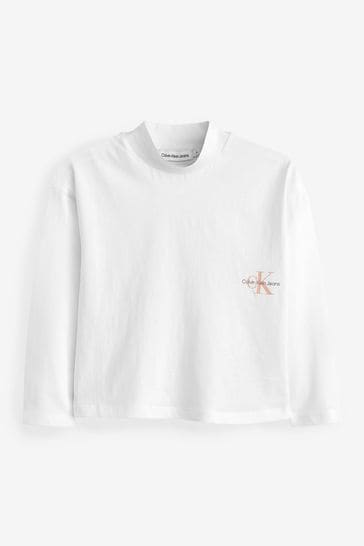 Calvin Klein Girls White Monogram Long Sleeve T-Shirt
