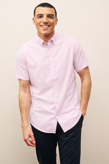 Barbour® Pink Oxtown Classic Short Sleeve Oxford Cotton Shirt