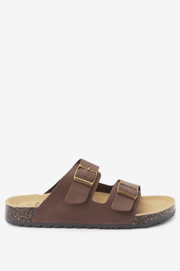 Leather two cheap strap sandals