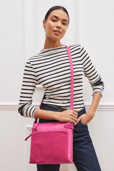 Pink leather messenger new arrivals bag