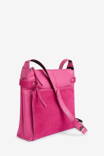 Pink leather messenger bag online