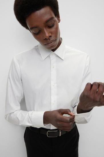 BOSS White Slim Fit Dress Shirt