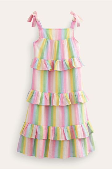 Buy Boden Blue Tiered Ruffle Maxi Dress from Next Luxembourg
