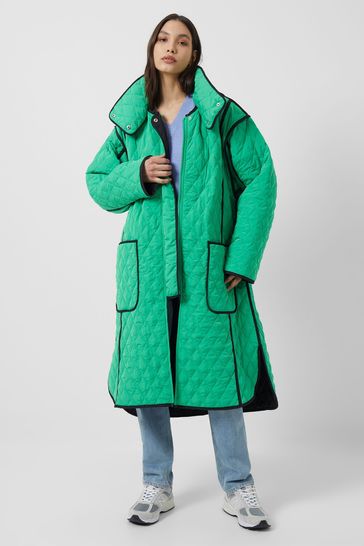 French Connection Green Klio Aris Quilt Coat