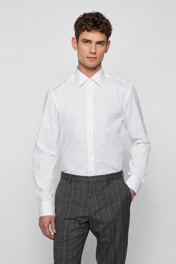 Boss white shirt slim fit sale