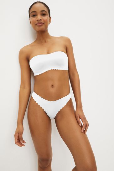 Buy White Scallop Edge Non Wire Strapless Bandeau Bra from Next Denmark
