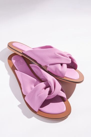 Pink Regular/Wide Fit Forever Comfort® Leather Twist Detail Mule Sandals