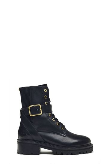 Black shiny 2025 military boots