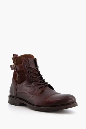Dune brown leather boots online