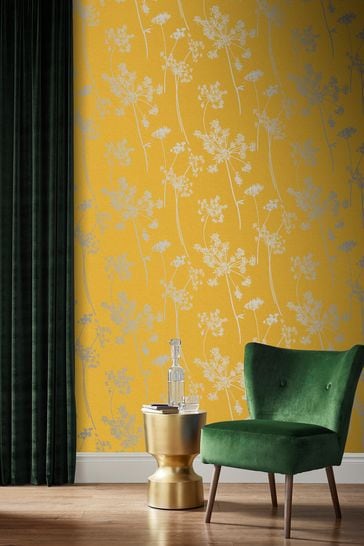 Graham & Brown Yellow Anthriscus Summer Wallpaper