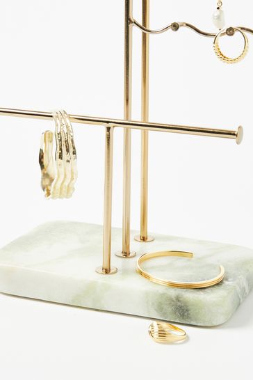 Gold and marble jewelry stand hot sale