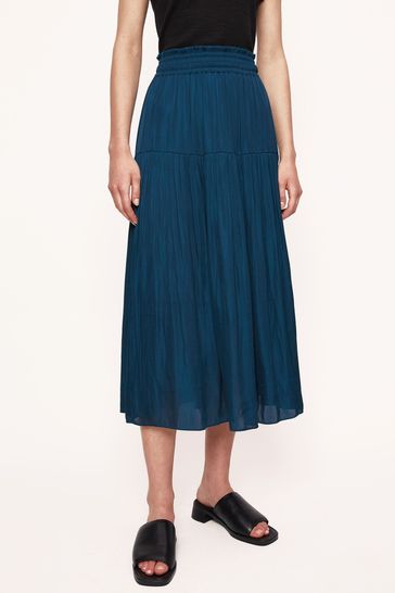 Jigsaw Blue Recycled Satin Midi Skirt