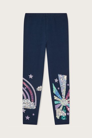 Monsoon Blue Rainbow Sequin Leggings